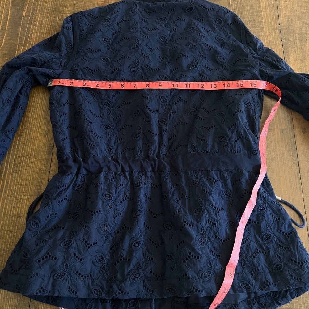 GAP Women’s XS Navy Blue Eyelet Lace Jacket Drawstring Waist Utility - Picture 8 of 9